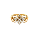 18k Yellow Gold and Diamond Fancy Ring in size 5.5 and total gold weight of 3.75g